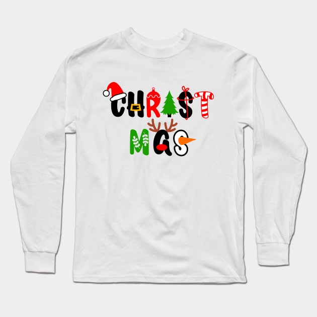 Christmas Santa Snowman Rudolph Long Sleeve T-Shirt by Hobbybox